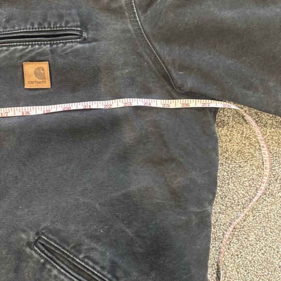 Y2K Distressed Carhartt J141 Black Men's Canvas Sherpa Lined Hooded Work Coat XL - Picture 4 of 10